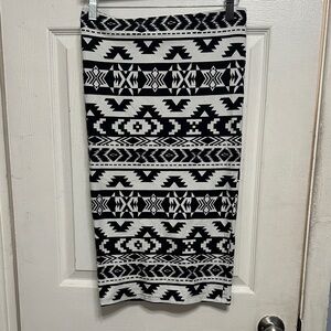 Express Black and White Aztec Pencil Skirt